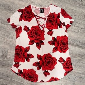 Women's Red Floral Top